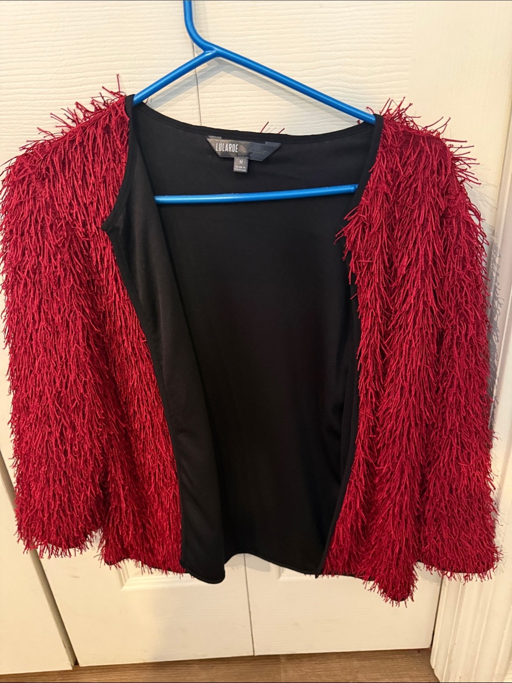 LuLaRoe Red Textured Open-Front Cardigan